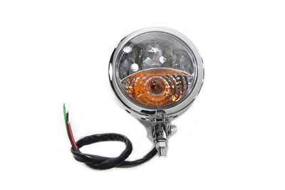 Chrome 12 volt spotlamp with mount spacer and amber running lamp.