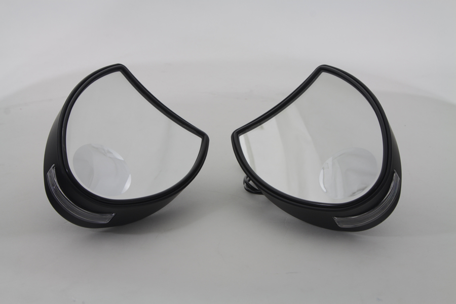 Vtwin Black Amber LED Pair Front Fairing Mirror Set 96-10 Harley ...