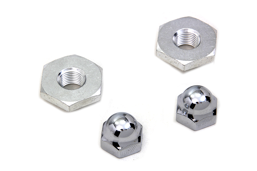 Cadmium Acorn Nut and Retainer Kit fits Harley Davidson - Picture 1 of 4