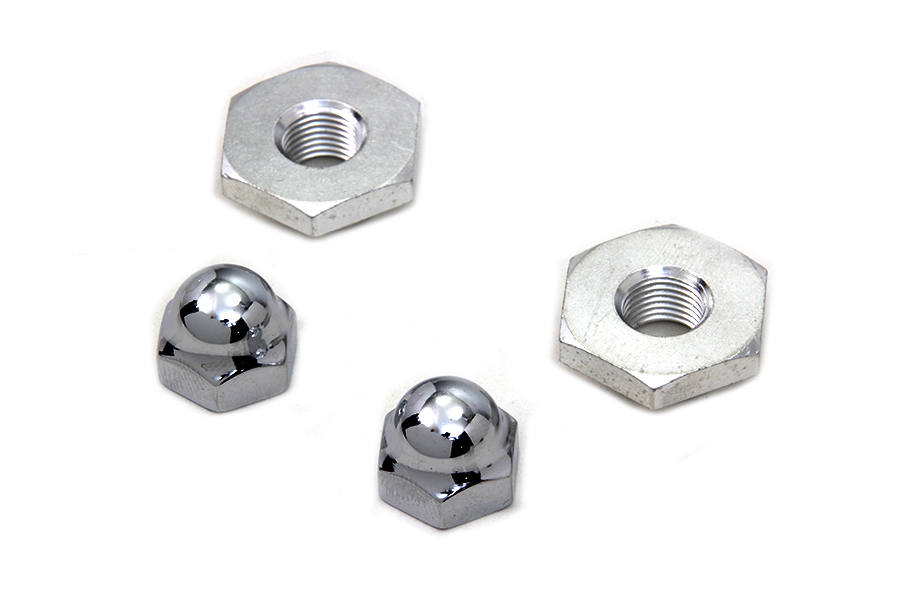 Cadmium Acorn Nut and Retainer Kit fits Harley Davidson - Picture 3 of 4