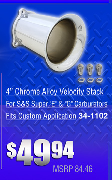 34-1102 4" chrome alloy velocity stack