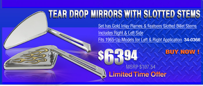 34-0366 tear drop mirrors with slotted stem