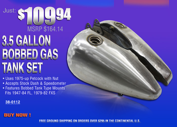 38-0112 3.5 gallon bobbed gas tank set