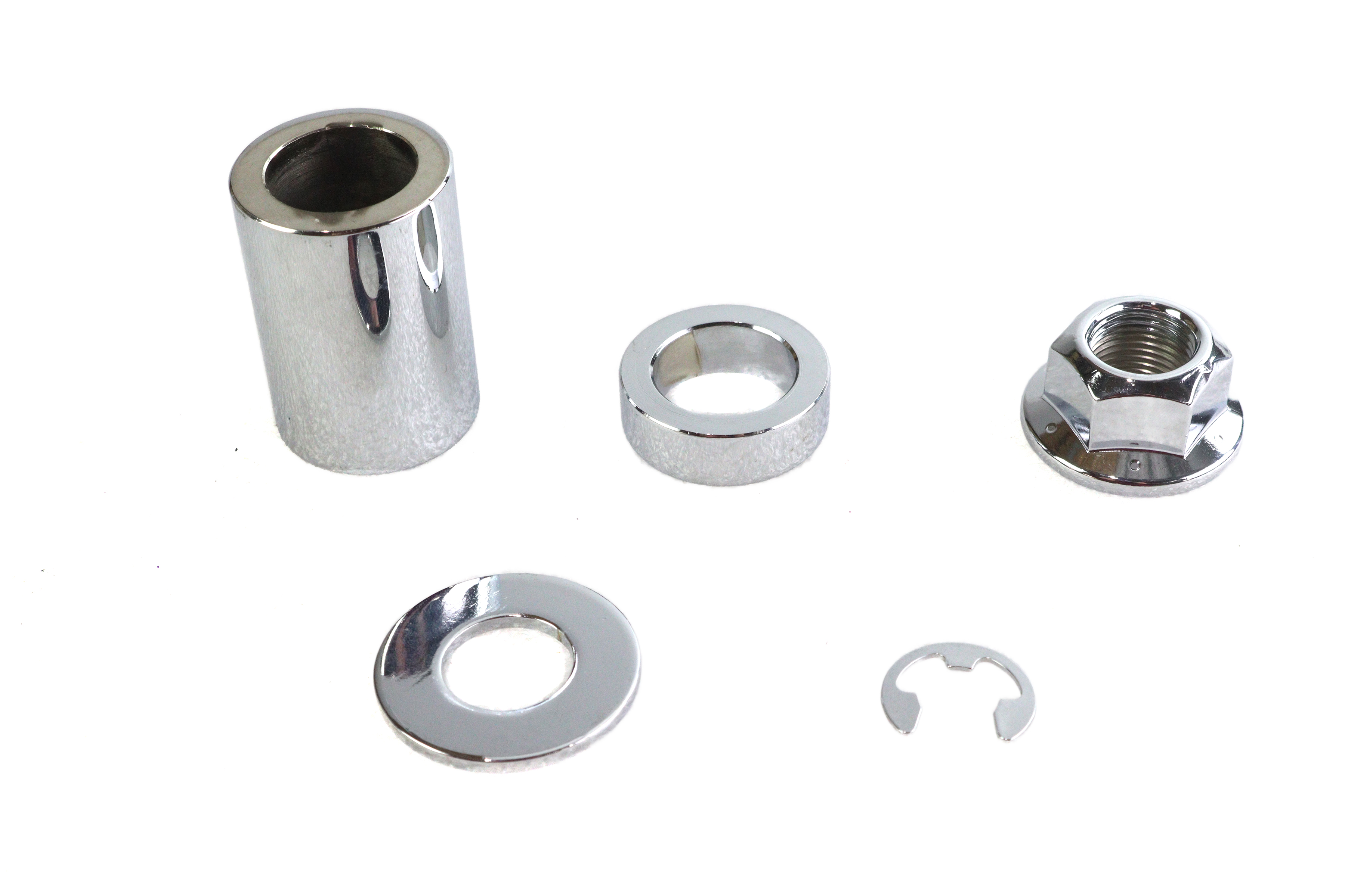 Rear Axle and Nut Spacer Kit Smooth Style Chrome