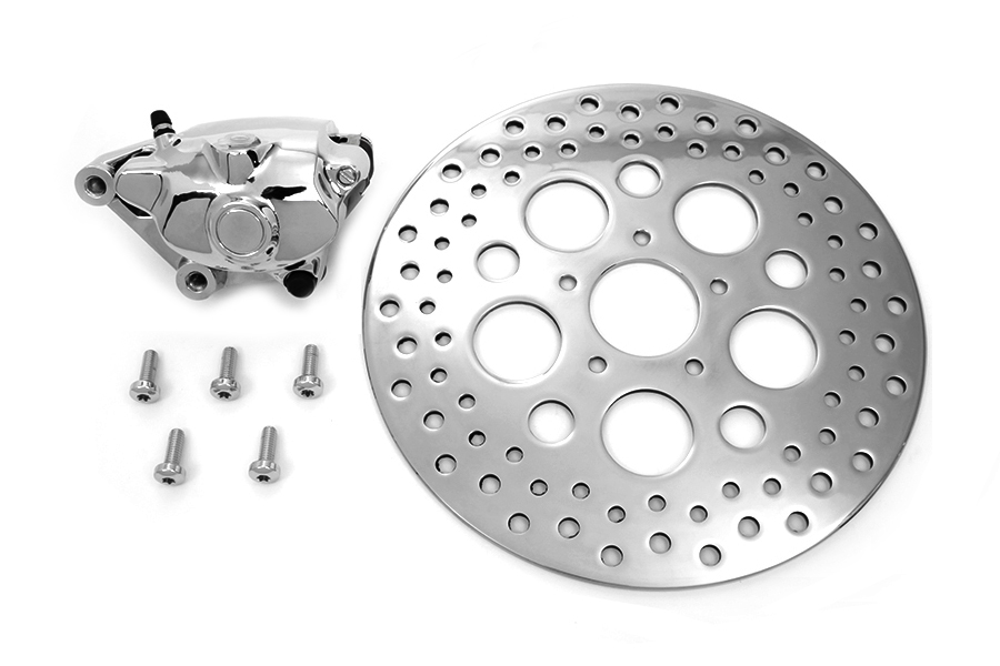 Chrome Front 4 Piston Caliper and 11-1/2" Disc Kit