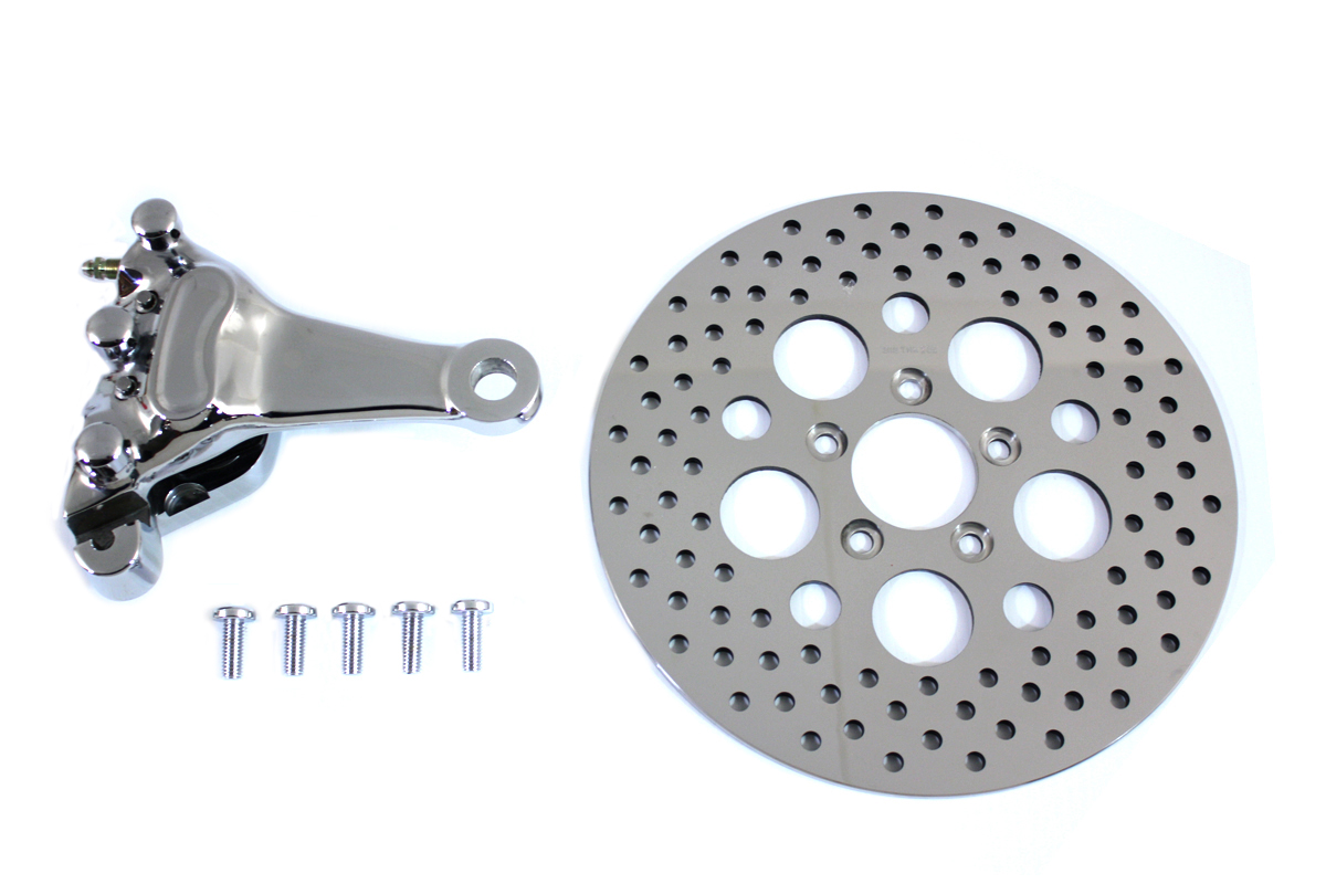 Chrome Rear 4 Piston Caliper and 11-1/2" Disc Kit