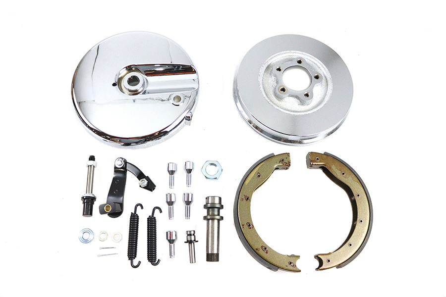 Front Brake Backing Plate Kit Left Side Satin Chrome