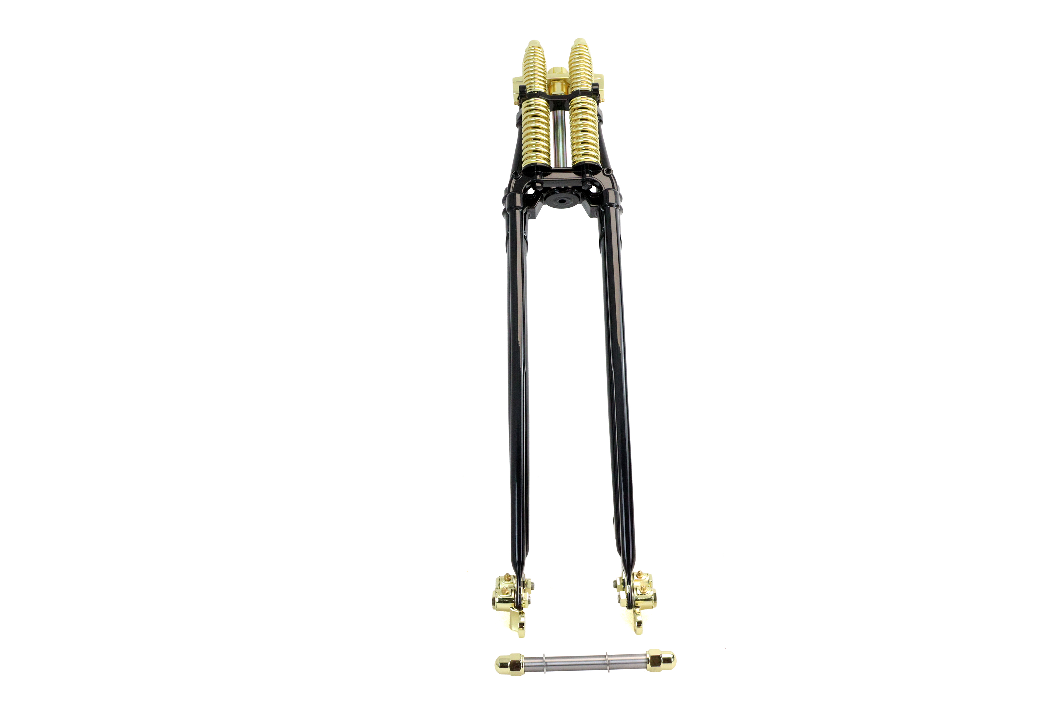26" Spring Fork Kit Black with Brass Accents