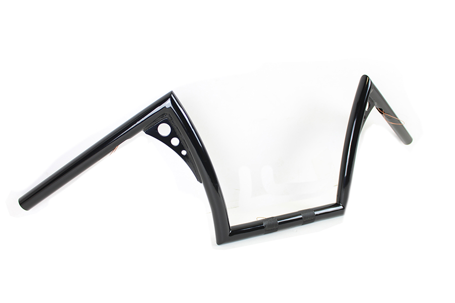 10 inch Z-Bar Handlebar with Wiring Indents and Holes Black fits Harley  Davidson