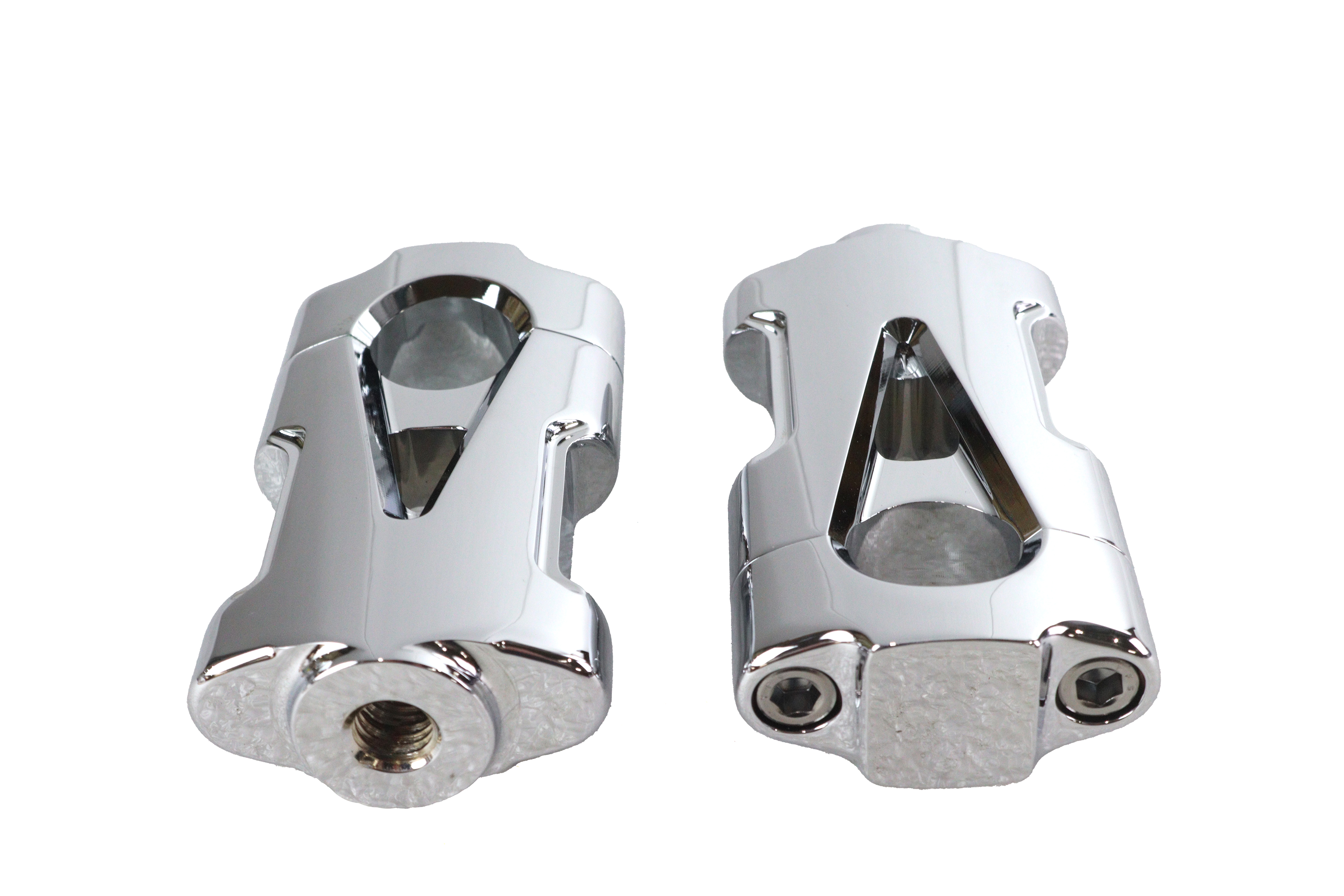 V-Fire Chrome Flat Handlebar Riser Set with Contrast Cut