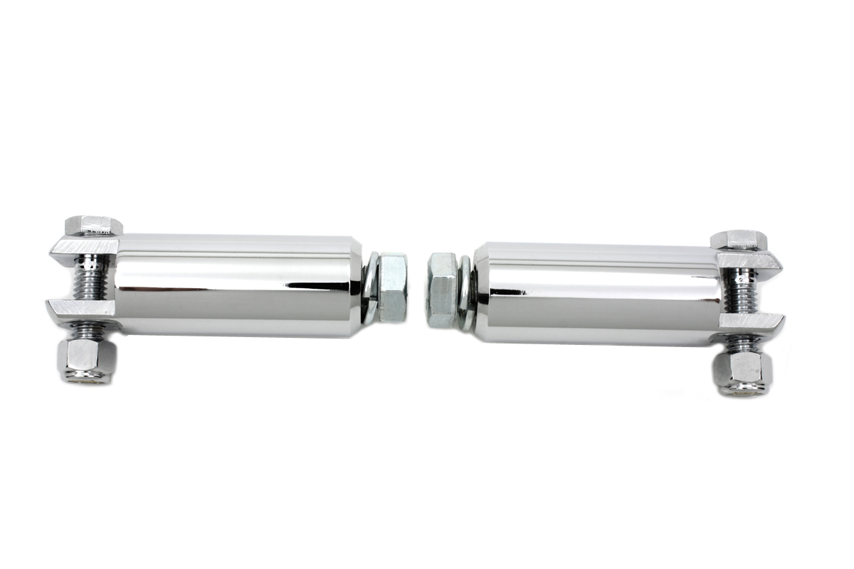 Krator Chrome Bowleg Offset Foot Peg Mounts - Fit Harley, Honda, Yamaha, Kawasaki, Triumph - Engine Guard Clamps, 5in Length