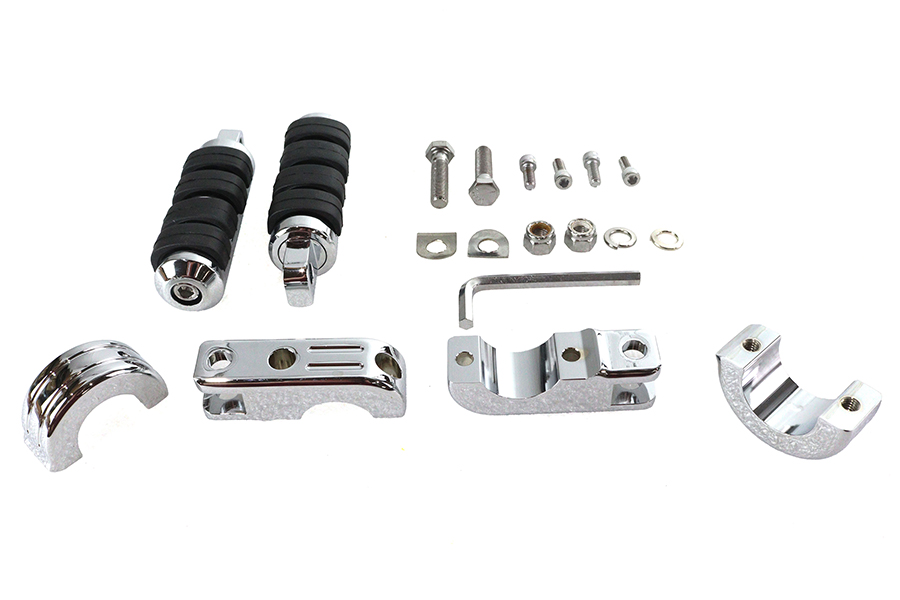 Chrome Engine Bar Footpeg Mount Kit with Footpegs