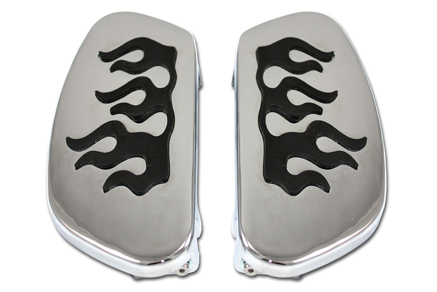 Driver Footboard Set Chrome with Flame Design