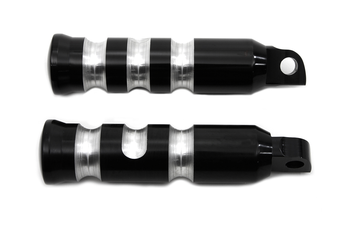 Black Contour Grooved Footpeg Set