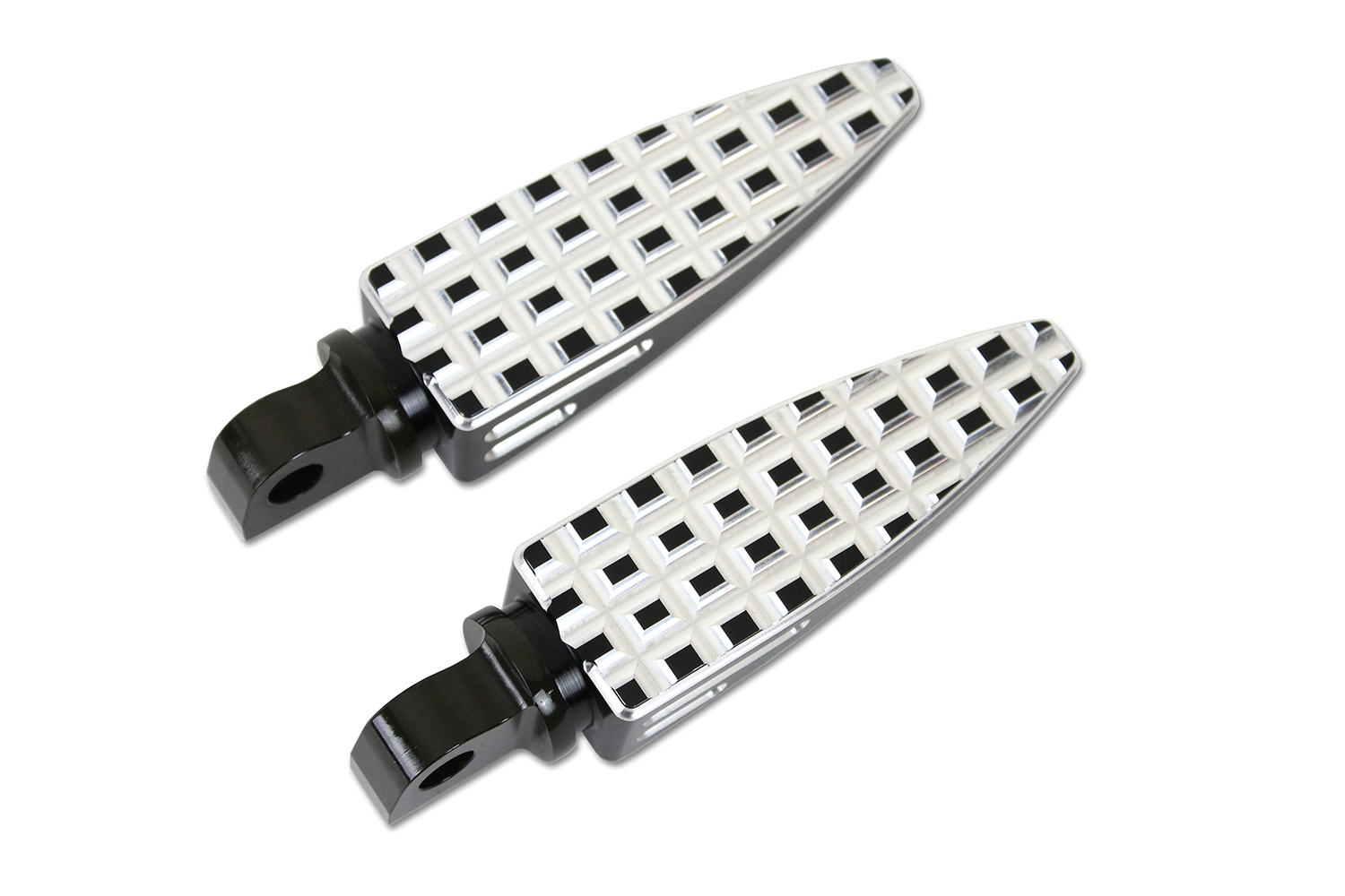 Black Adjustable Footpeg Set with Silver Highlights
