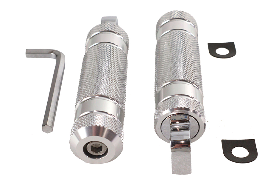 Silver Knurled Four Grooved Footpeg Set