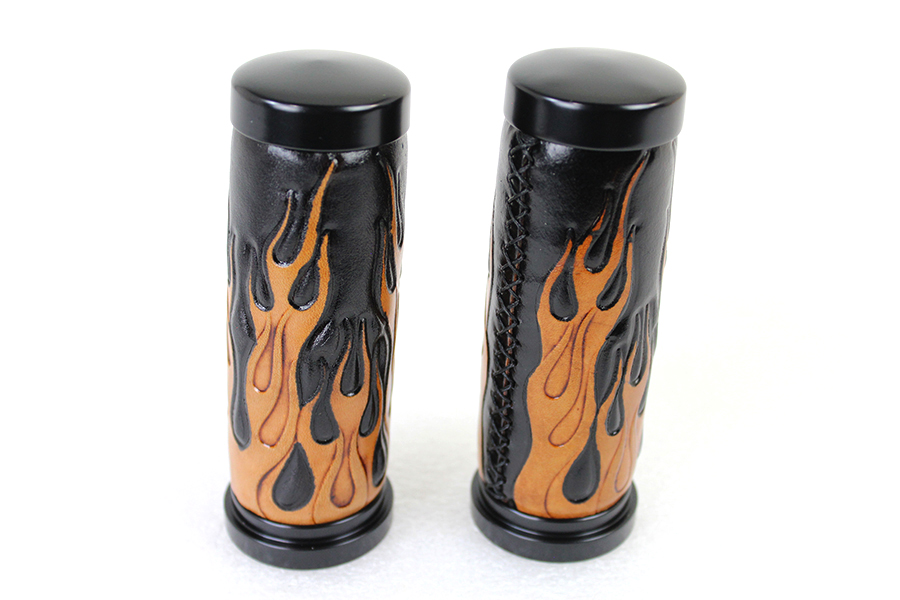 Amber Flame Style Throttle By Wire Grip Set with Black Ends
