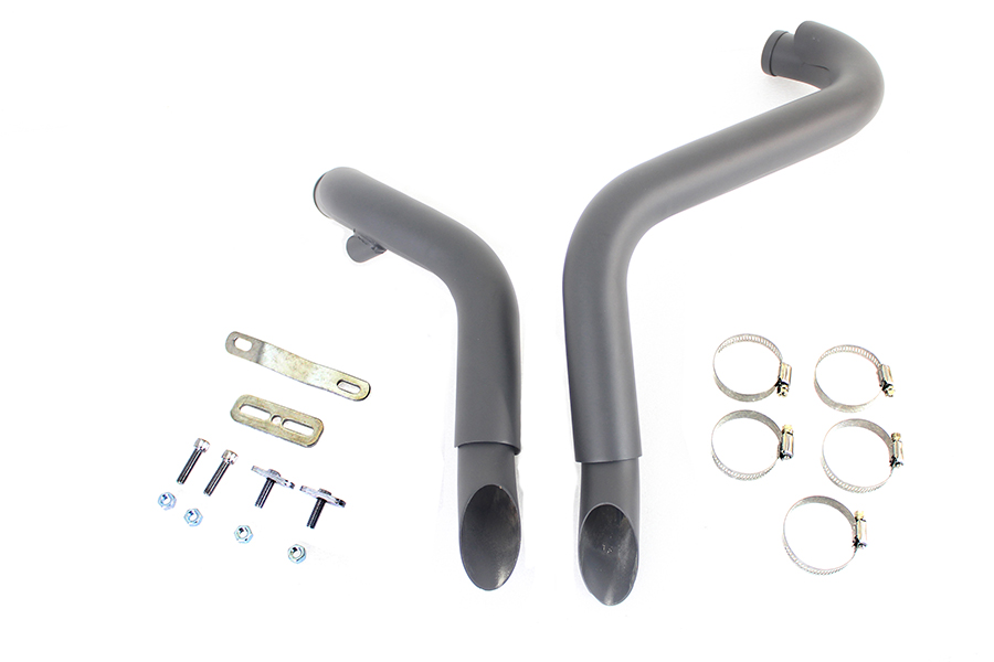 Straight Down Drag Pipe Set Black with Heat Shields