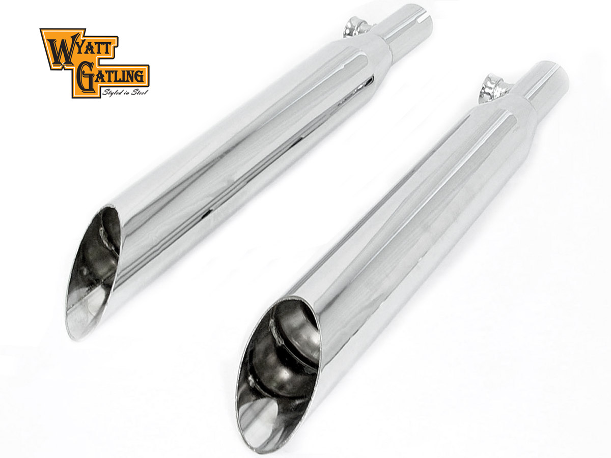 *UPDATE Wyatt Gatling Chrome 3" Slip-On Slash Down Muffler  Set