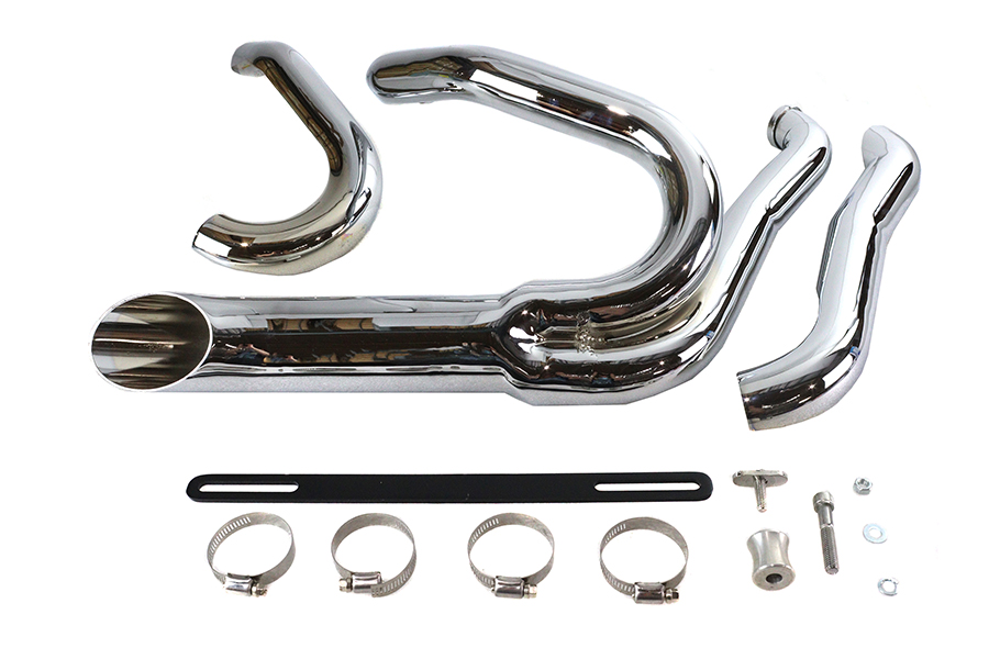 Chrome Wyatt Gatling 2 into 1 Exhaust Pipe Header Kit