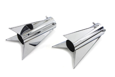*UPDATE Chrome Three Fin Rocket Tip Set for 2" Muffler