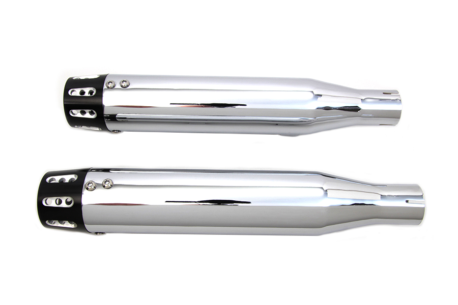 VTwin Chrome Tapered Revolver Tip Exhaust Muffler Set 2014-2017 Harley Sportster