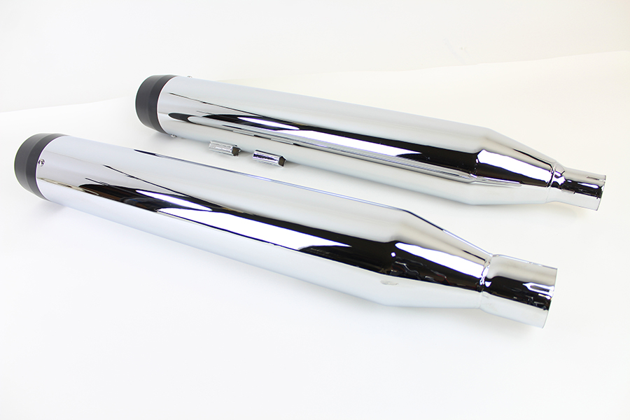 32" Chrome Muffler Set with Black Tapered End Tips