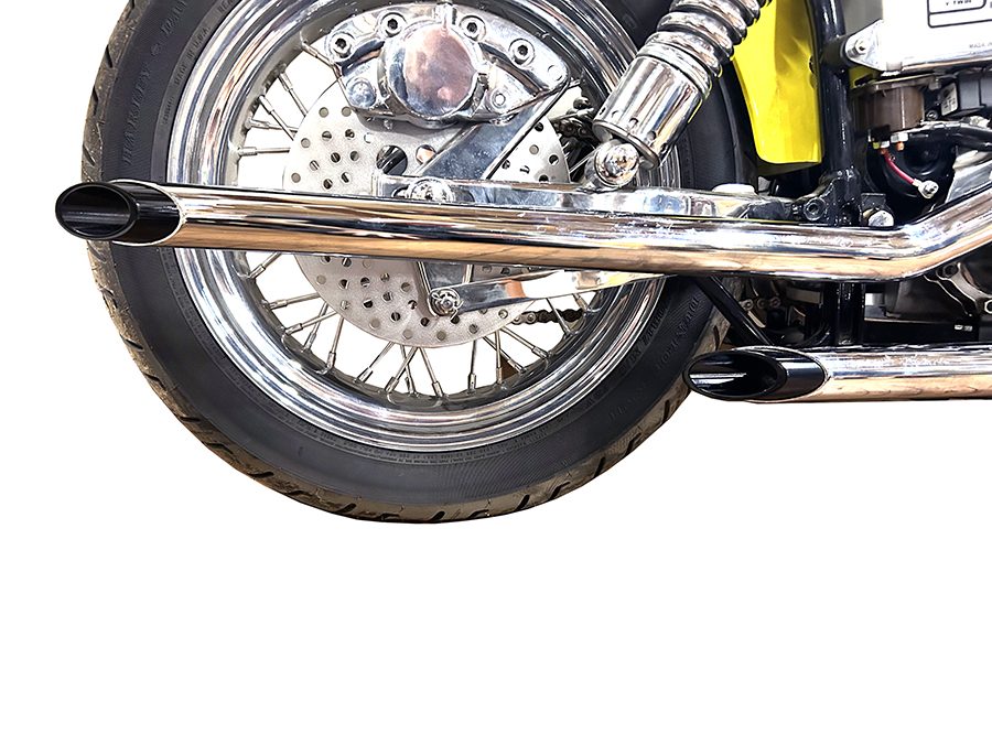 MCM Exhaust Drag Pipe Set with Black Tips for Harley-Davidson