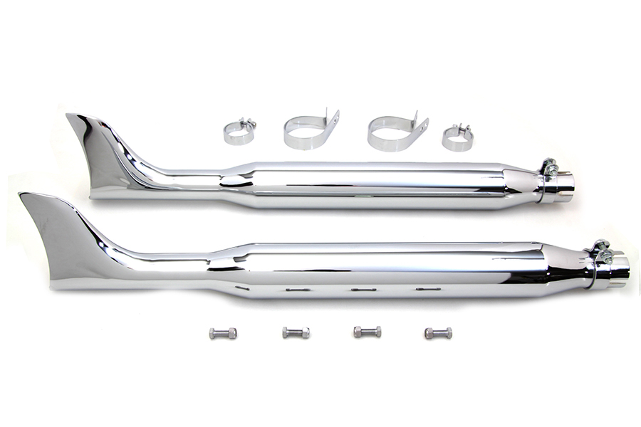 V-Twin 30-3421 Chrome Fishtail Muffler Tips For 1-3/4 Inch Exhaust (Chopper / Bobber)