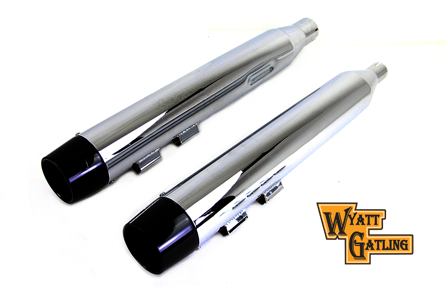 Wyatt Gatling Muffler Set Chrome with Black Conical Tip
