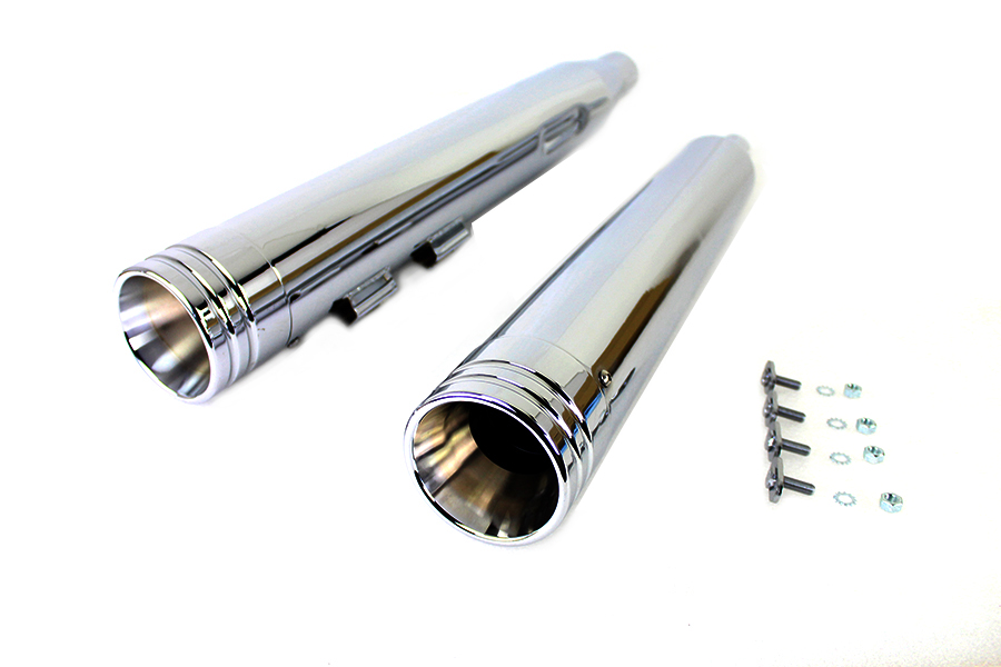 Wyatt Gatling Muffler Set Chrome with Chrome 2 Ring Comet   Tip