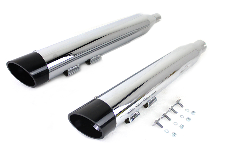 Wyatt Gatling Muffler Set Chrome with Black Slash Down Tip