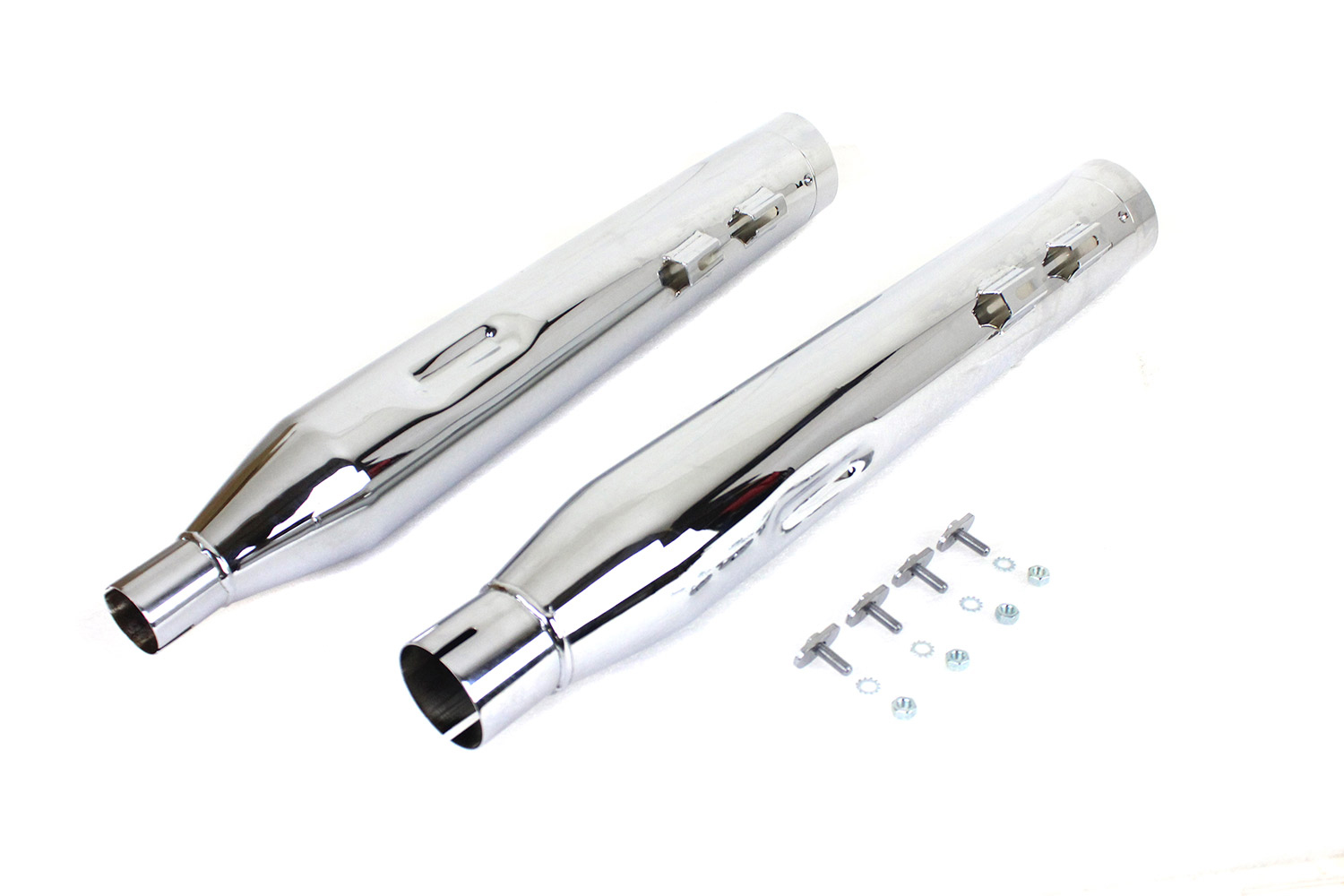 Wyatt Gatling Muffler Set Chrome with Chrome Slash Down Tip