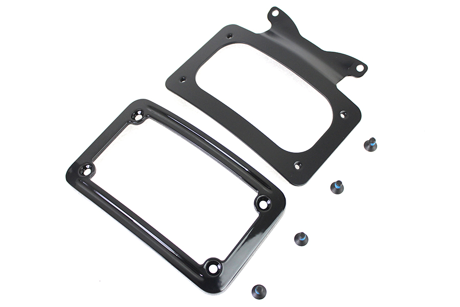 Curved License Plate with Frame Black