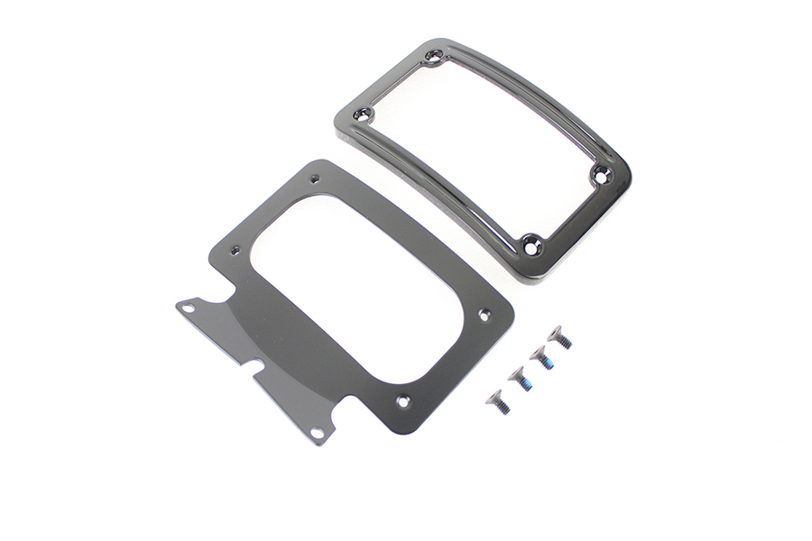 Curved License Plate with Frame Black