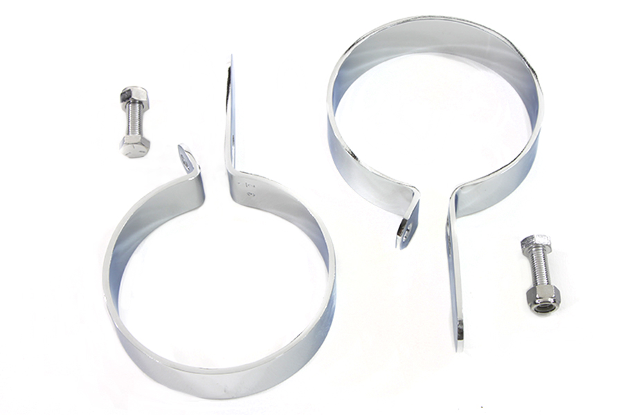 Chrome 3-1/2" Muffler Body and End Hanger Clamp Set