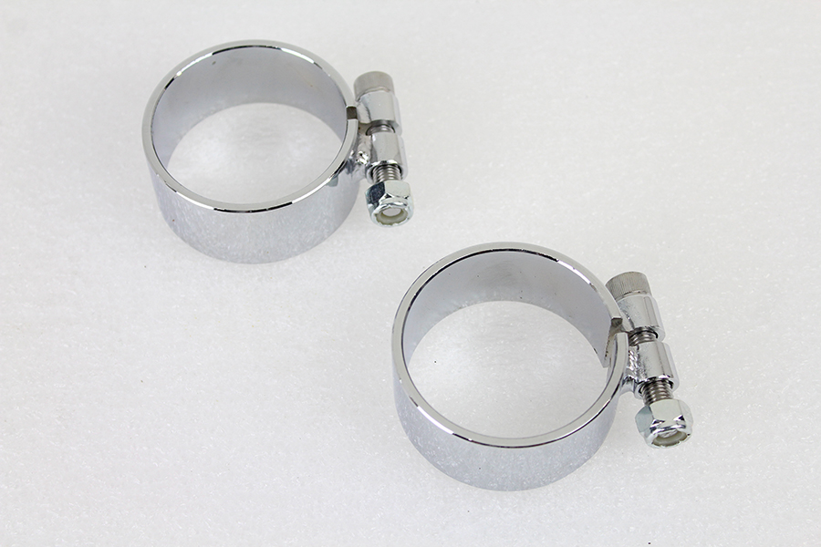 Chrome 2-1/8" Wide Muffler Body and End Clamp Set