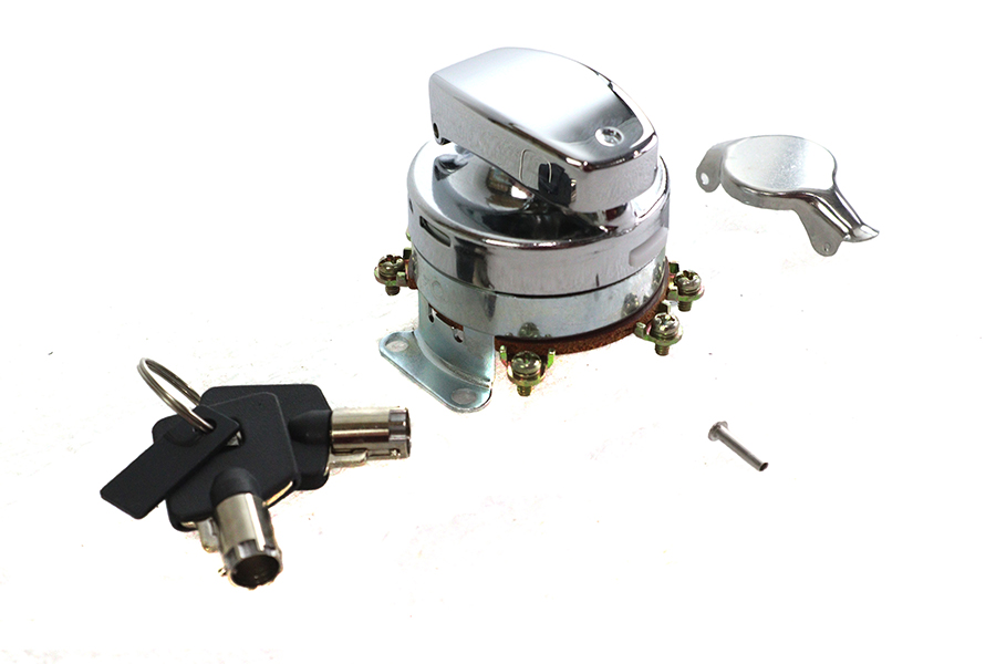 メル8 Hinge Ignition Switch 6 Terminal Chrome fits Harley Davidson