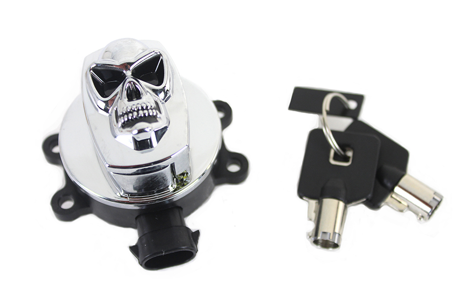 Chrome Ignition Switch with Chrome Skull