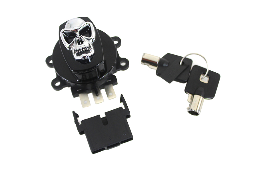 Black Ignition Switch with Chrome Skull
