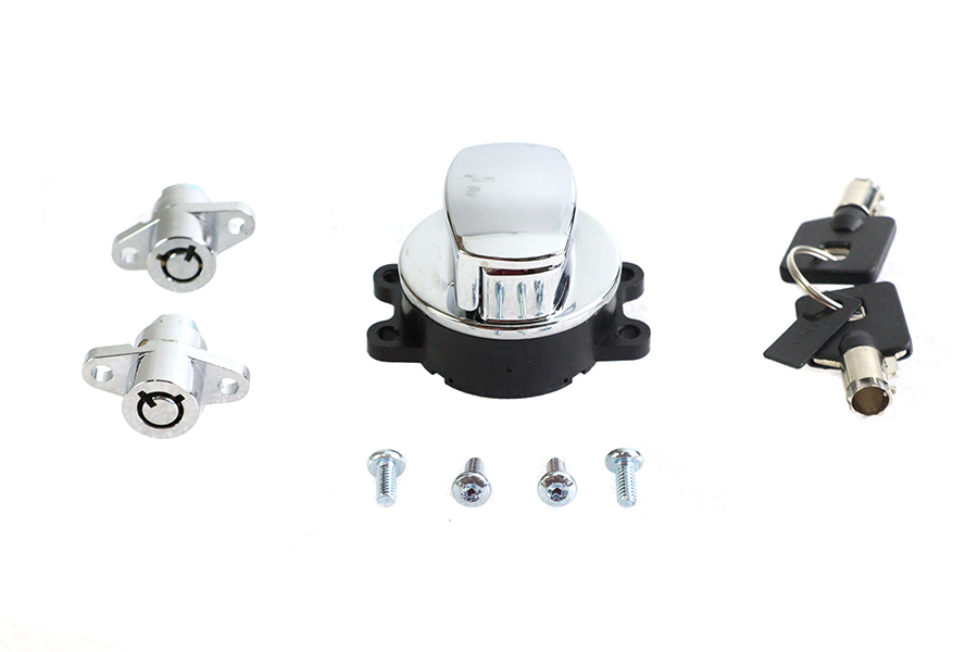 Side Hinge Ignition Switch and Saddlebag Lock Kit Chrome