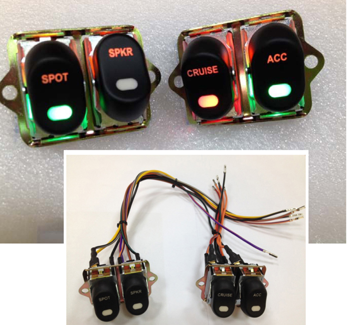 Rocker Style LED Fairing Switch Kit Black