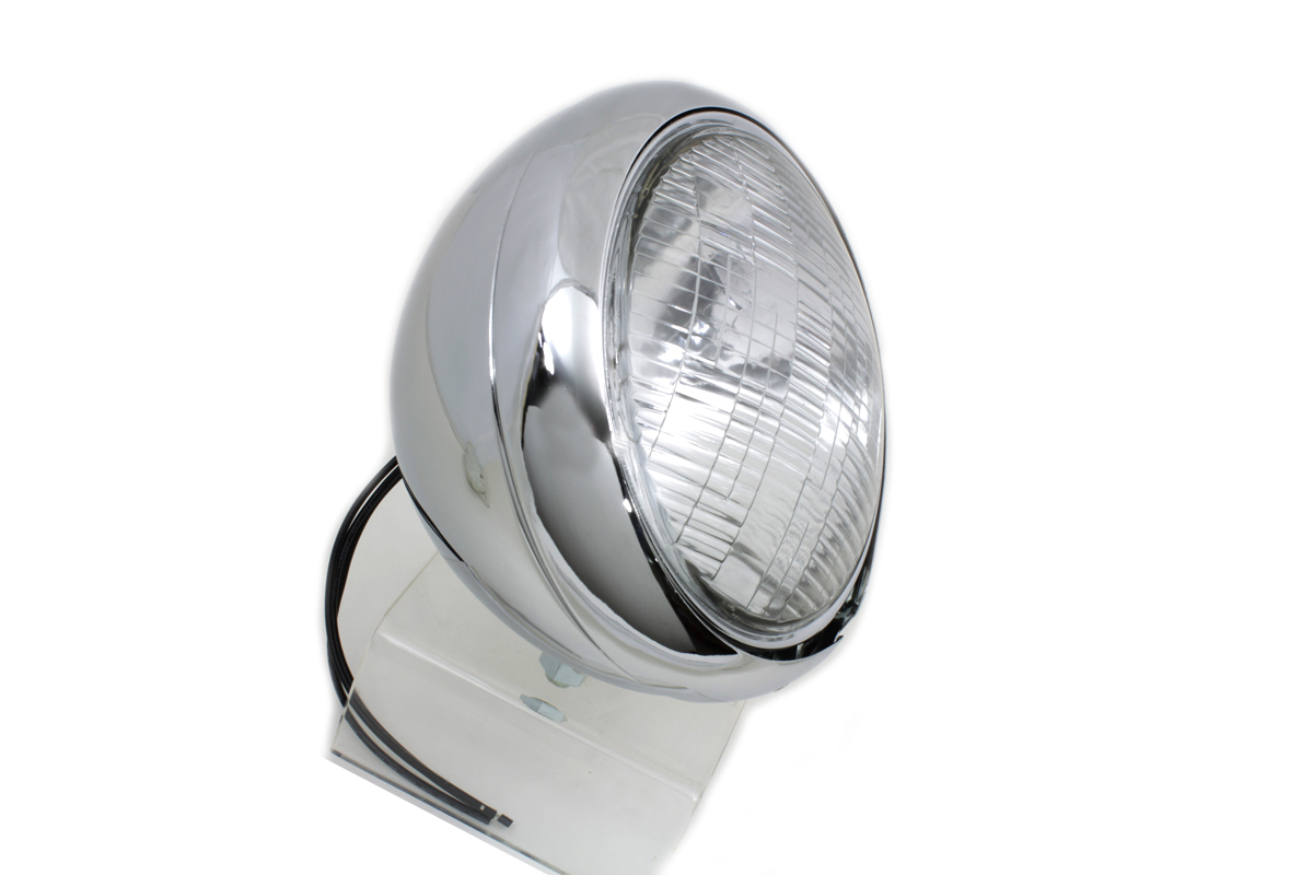 Chrome Replica 7" Round Headlamp 6 Volt