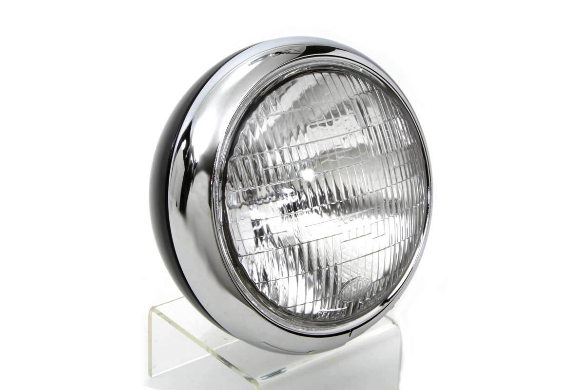 Black Replica 7" Round Headlamp 6 Volt