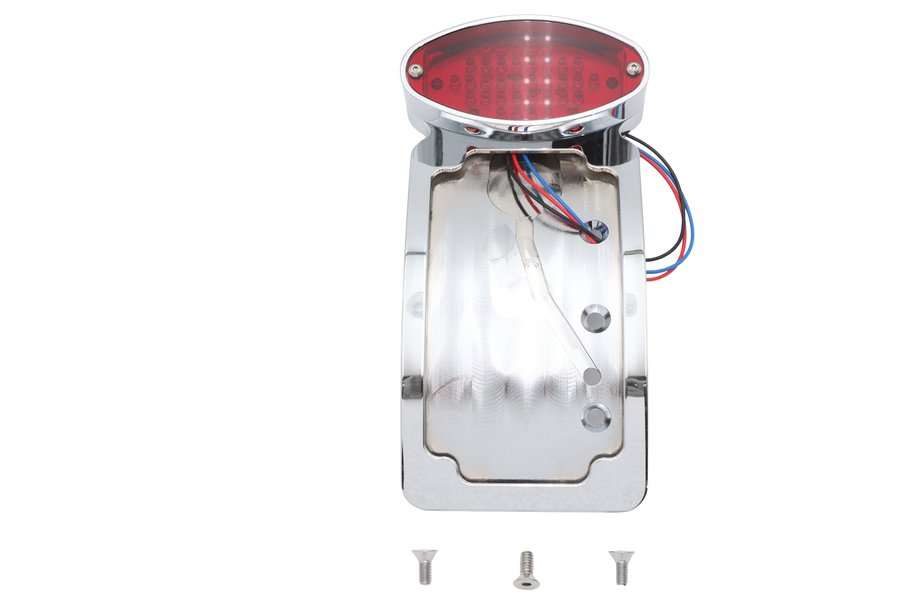 Chrome Cateye LED Tail Lamp License Plate Assembly