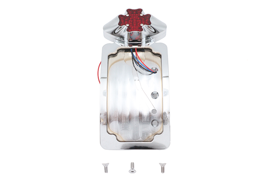 Chrome Maltese LED Tail Lamp License Plate Assembly