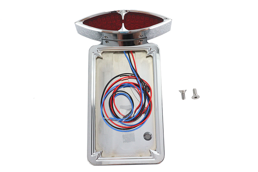 Chrome Billet LED Tail Lamp and License Plate Vertical Side