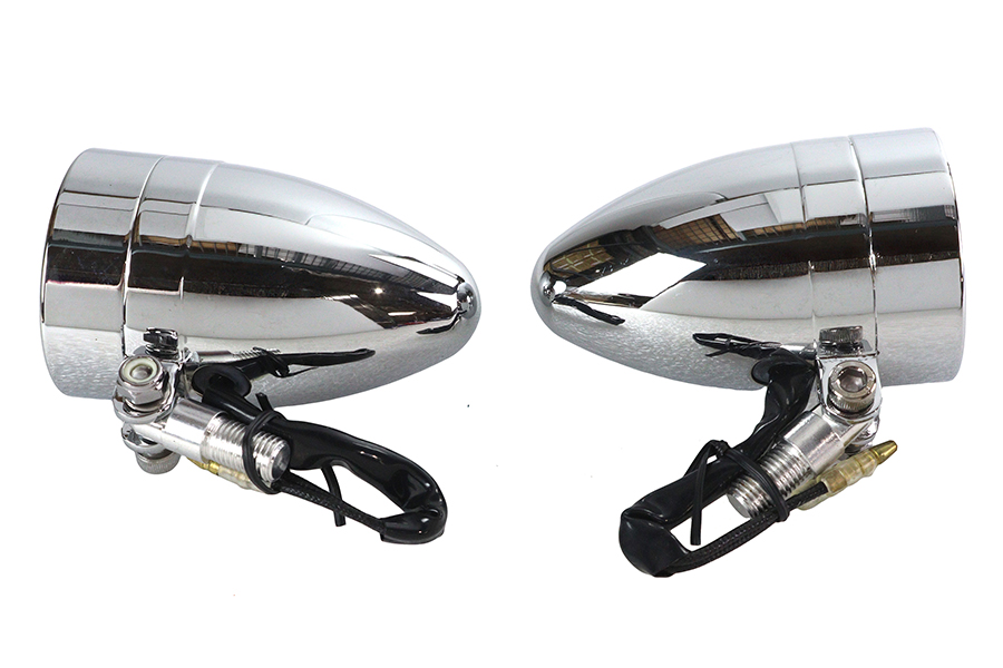 Chrome Torpedo Marker Lamp Set with Clear Lens