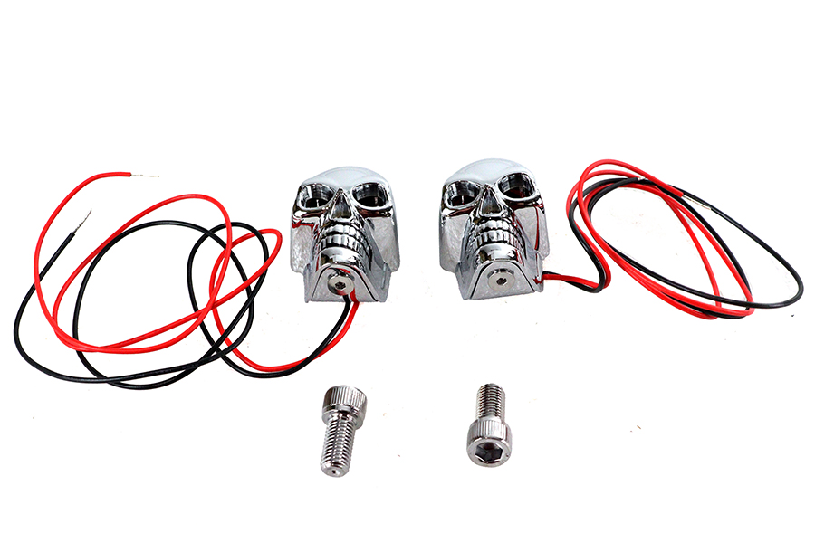 2" Chrome Skull Marker Lamp with Red LED