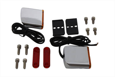 Square Red and Amber Lens Marker Lamp Set